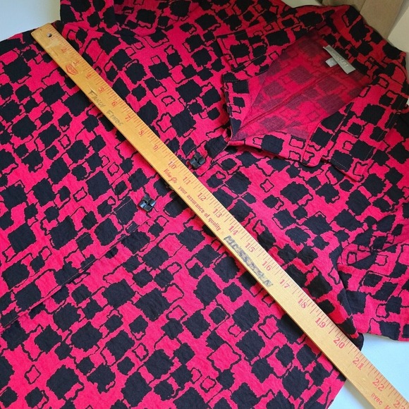 Habitat Clothes To Live In Shirt Womens Medium Red Black Button Up Artsy - Picture 9 of 12